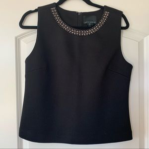 Black Cynthia Rowley top with stunning beadwork neckline